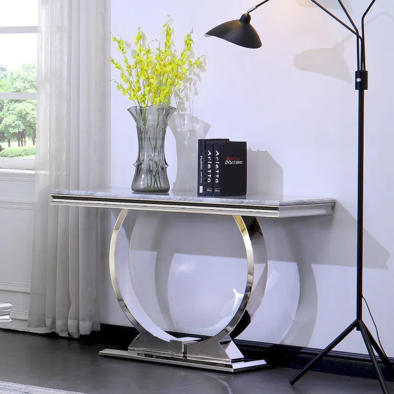 Modern Console Tables With Metal U Base and Gloss texture top
