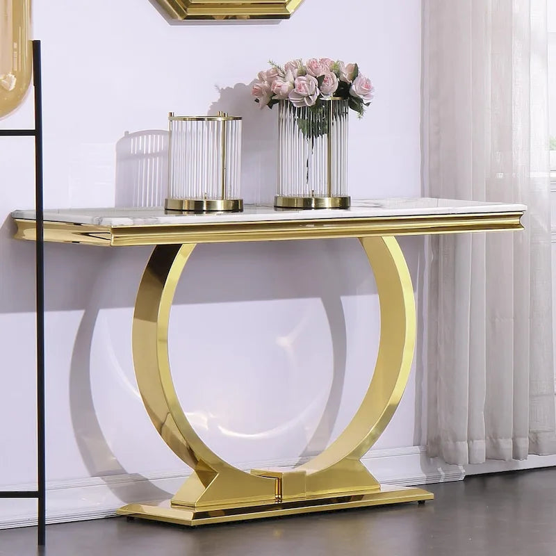 Modern Console Tables With Metal U Base and Gloss texture top