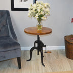 Carolina Living Regan Adjustable Accent Table - Chestnut Top - Black Base