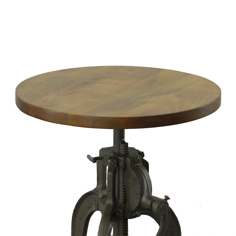 Carolina Living Regan Adjustable Accent Table - Chestnut Top - Black Base