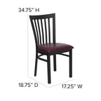 School House Back Metal Restaurant Chair - 17.25W x 18.75D x 34.75H - 17.25W x 18.75D x 34.75H