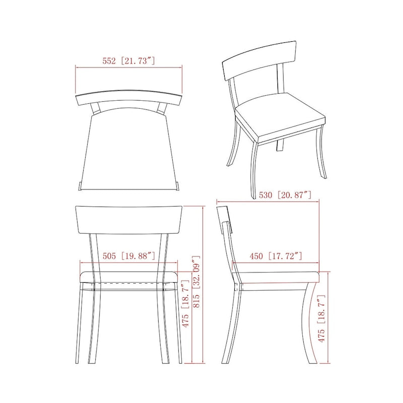 Somette Melanie Curved Back Dining Chair, Set of 2