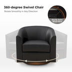 Haley Modern Swivel Barrel Faux Leather Chair with Solid Wood Base Set of 2 by HULALA HOME