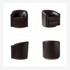 Haley Modern Swivel Barrel Faux Leather Chair with Solid Wood Base Set of 2 by HULALA HOME