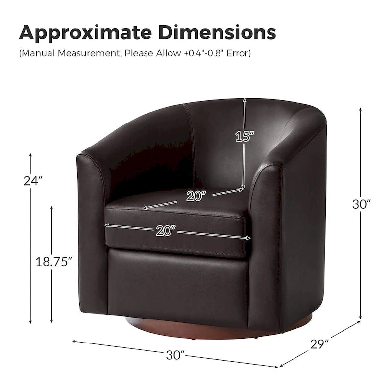 Haley Modern Swivel Barrel Faux Leather Chair with Solid Wood Base Set of 2 by HULALA HOME