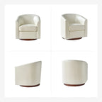 Haley Modern Swivel Barrel Faux Leather Chair with Solid Wood Base Set of 2 by HULALA HOME