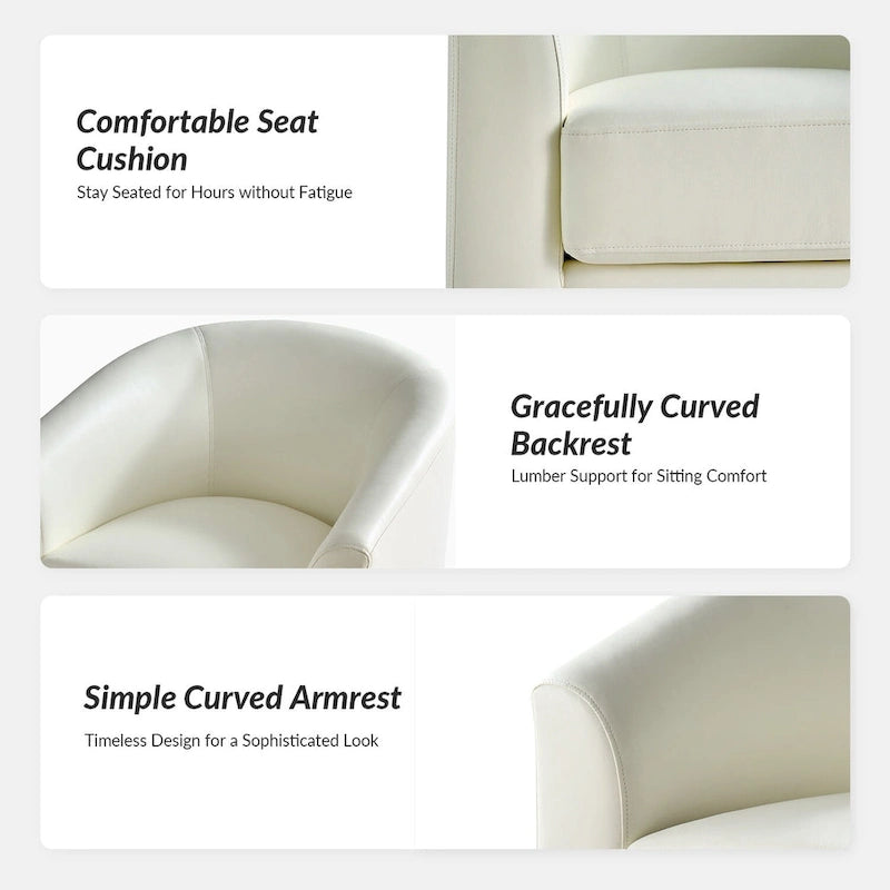 Haley Modern Swivel Barrel Faux Leather Chair with Solid Wood Base Set of 2 by HULALA HOME