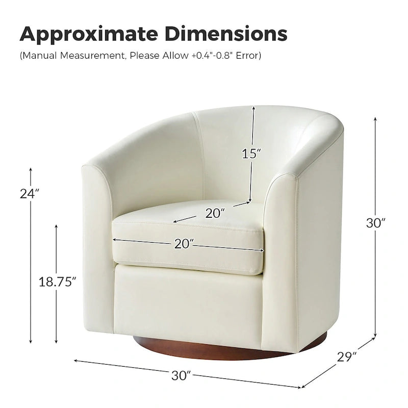 Haley Modern Swivel Barrel Faux Leather Chair with Solid Wood Base Set of 2 by HULALA HOME