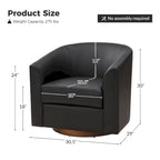 Haley Modern Swivel Barrel Faux Leather Chair with Solid Wood Base Set of 2 by HULALA HOME