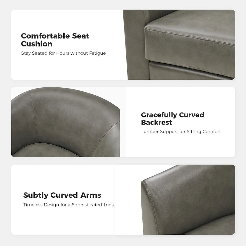 Haley Modern Swivel Barrel Faux Leather Chair with Solid Wood Base Set of 2 by HULALA HOME