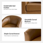 Haley Modern Swivel Barrel Faux Leather Chair with Solid Wood Base Set of 2 by HULALA HOME