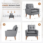 Homall Accent Chair Modern Fabric Upholstered Arm Chair Wood Legs Lounge Chair for Living Room