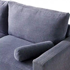 HOOOWOOO Mid-Century Modern Upholstered Sofa Couch with Rolled Pillows