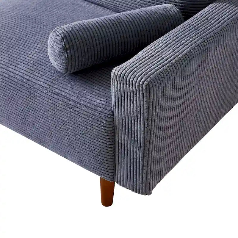 HOOOWOOO Mid-Century Modern Upholstered Sofa Couch with Rolled Pillows