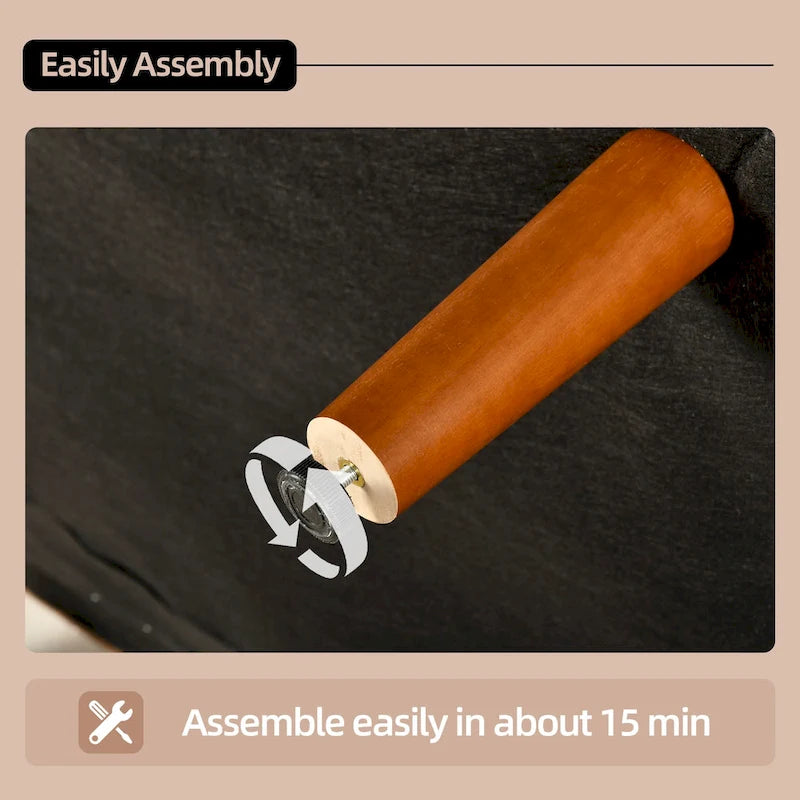 HOOOWOOO Mid-Century Modern Upholstered Sofa Couch with Rolled Pillows