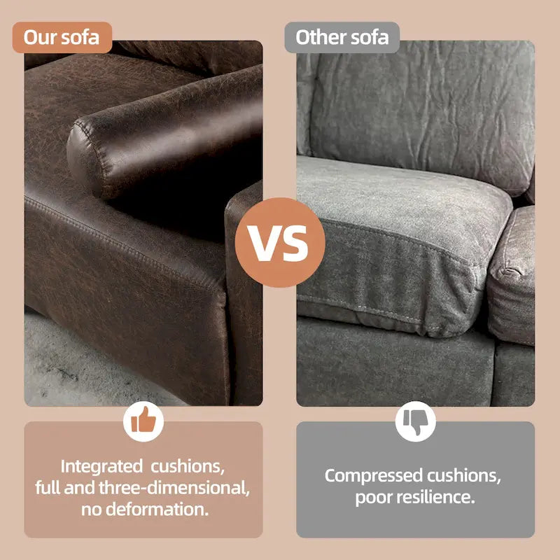 HOOOWOOO Mid-Century Modern Upholstered Sofa Couch with Rolled Pillows