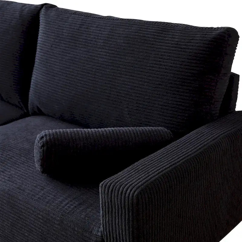 HOOOWOOO Mid-Century Modern Upholstered Sofa Couch with Rolled Pillows