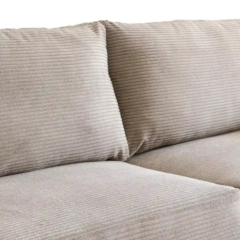 HOOOWOOO Mid-Century Modern Upholstered Sofa Couch with Rolled Pillows