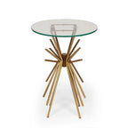 Helios Modern Glam Handcrafted Sunburst Accent Table with Tempered Glass Top by Christopher Knight Home