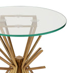 Helios Modern Glam Handcrafted Sunburst Accent Table with Tempered Glass Top by Christopher Knight Home