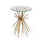 Helios Modern Glam Handcrafted Sunburst Accent Table with Tempered Glass Top by Christopher Knight Home