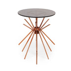 Helios Modern Glam Handcrafted Sunburst Accent Table with Tempered Glass Top by Christopher Knight Home