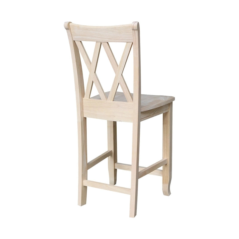 International Concepts Unfinished Double X-back Stool