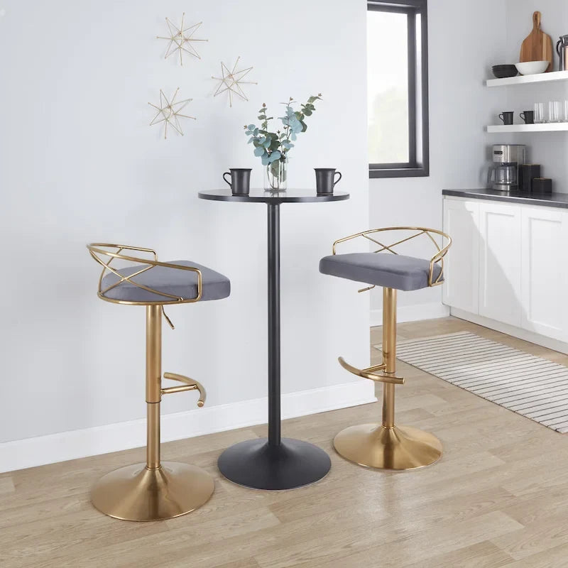 Silver Orchid Charlotte Glam Adjustable Bar Stool (Set of 2)