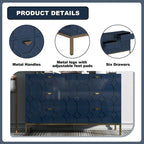 Clihome Wooden Storage 6 Drawer Double Dresser for Bedroom