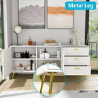 3 Drawer 69 W Chest&Dresser With Metal Handles&Legs