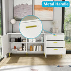 3 Drawer 69 W Chest&Dresser With Metal Handles&Legs