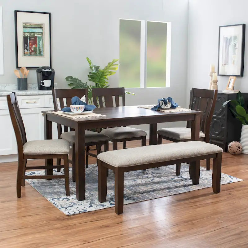 Stokes Brown Wooden 6-Piece Dining Set