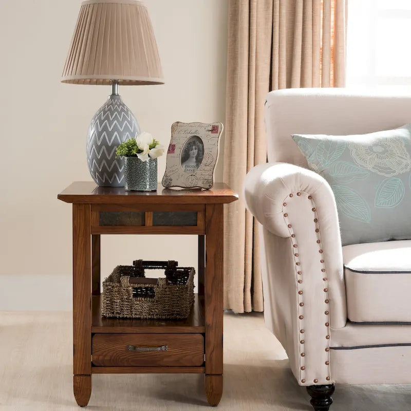 Rustic Oak End Table