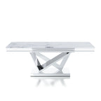 Kaliki Glam 51-inch Faux Marble Top Coffee Table with Chrome Pedestal Base by Furniture of America