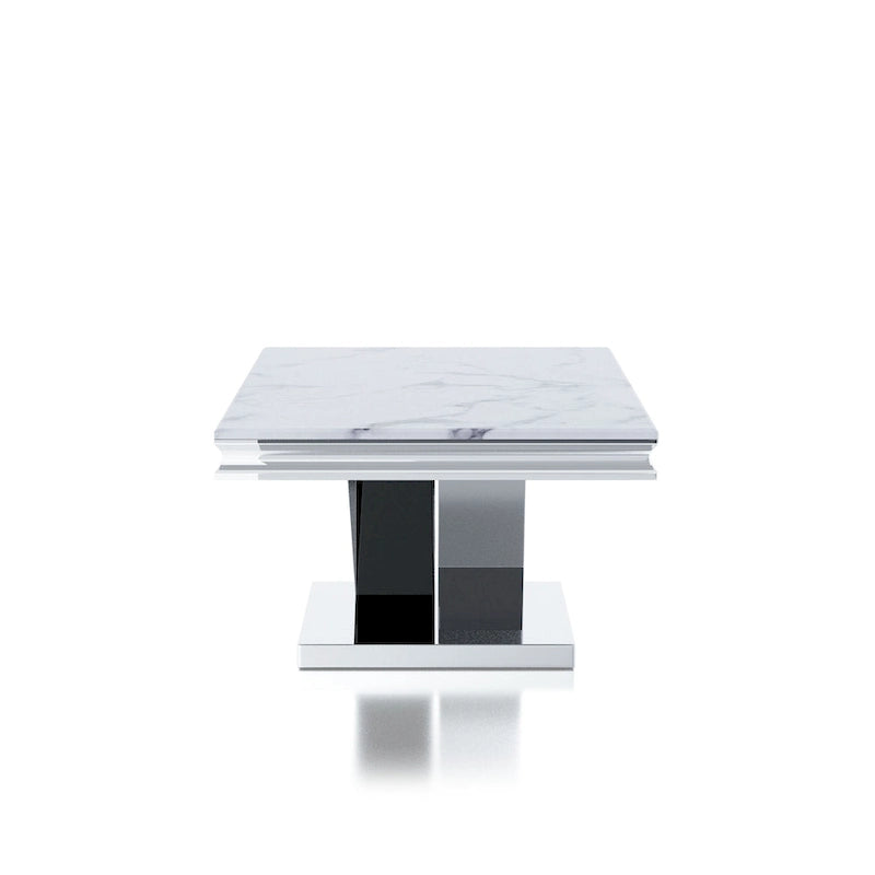 Kaliki Glam 51-inch Faux Marble Top Coffee Table with Chrome Pedestal Base by Furniture of America