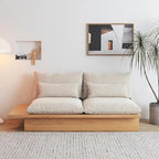 JASIWAY Cotton Line Beige Sofa With Wood Frame