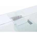 Somette Modern Dining Table with Extendable Glass Top & Solid Wood Legs