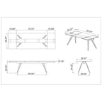 Somette Modern Dining Table with Extendable Glass Top & Solid Wood Legs
