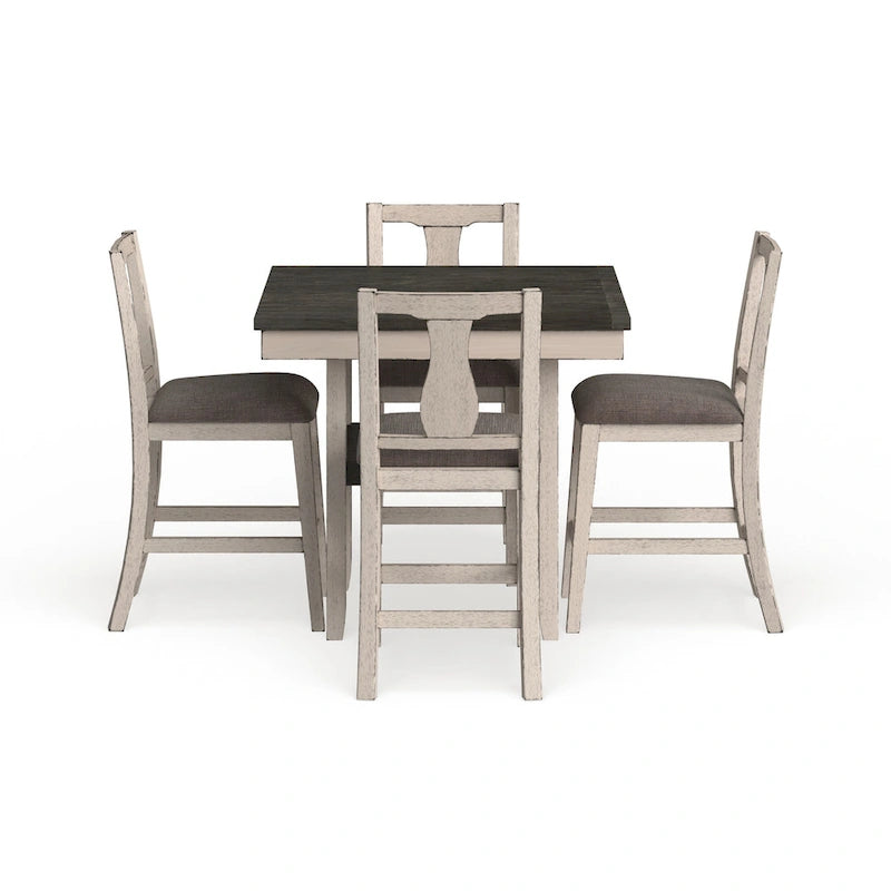 Merichleri Rustic Antique White Wood 5-Piece Counter Height Dining Set by Copper Grove