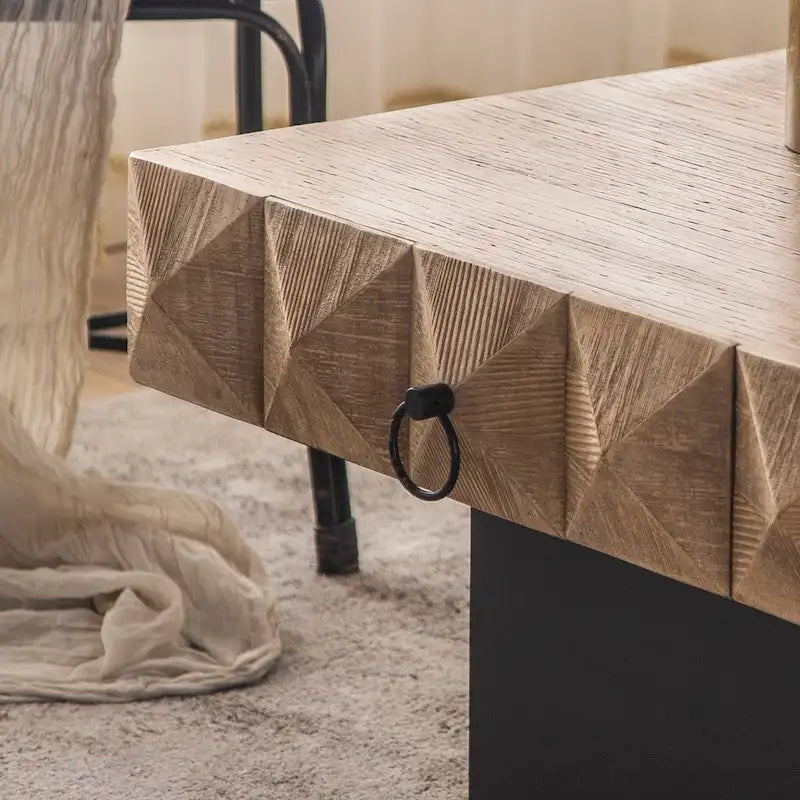 Three-dimensional Embossed Pattern Square Retro Coffee Table