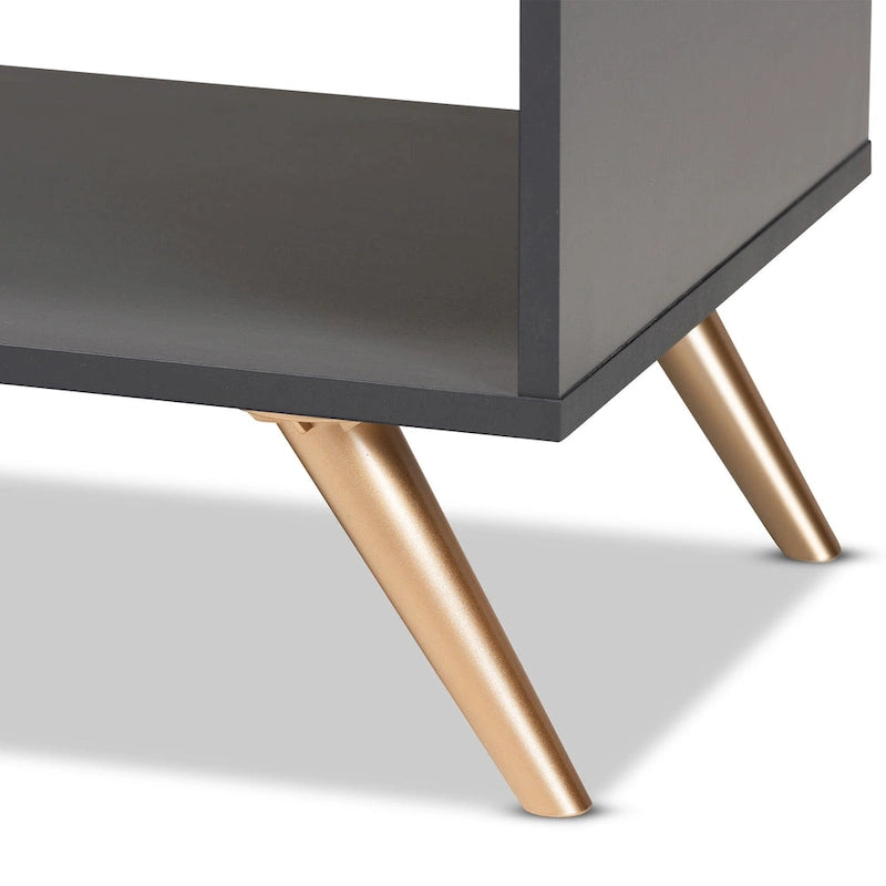 Kelson Modern Dark Grey and Gold Finished Wood Coffee Table