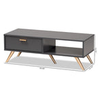 Kelson Modern Dark Grey and Gold Finished Wood Coffee Table