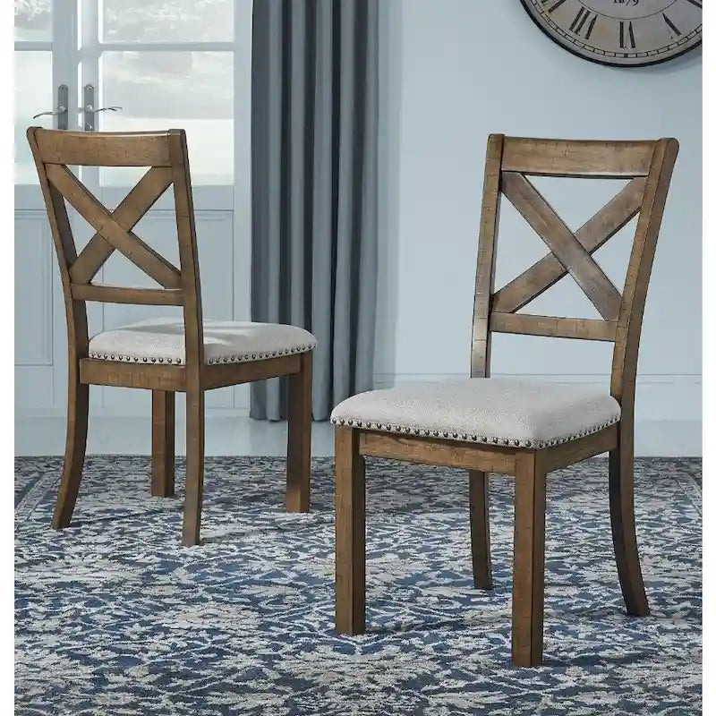 Moriville Beige Upholstered Nutmeg Finish Dining Side Chairs (Set of 2)