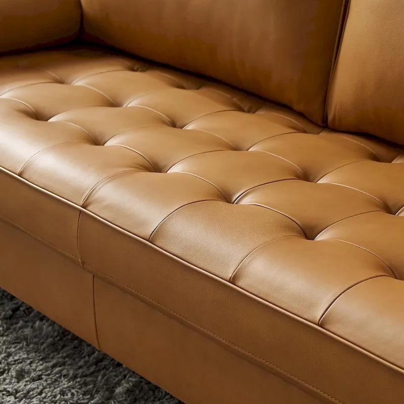 Turner Modern Tan Leather Upholstered Sofa