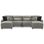 Signature Design by Ashley Colleyville Gray 4-Piece Power Reclining Sectional with Chaise - 140W x 65D x 39H