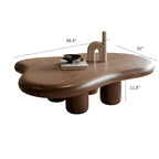 48.4inch Modern Walnut Cloud Shaped Coffee Table, Mid-Century Brown Solid Wood Coffee Table for Livingroom - 48