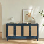 Modern Accent Storage Cabinet Sideboard Wooden Cabinet Console Table with 4 Doors and Adjustable Shelves