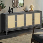 Modern Accent Storage Cabinet Sideboard Wooden Cabinet Console Table with 4 Doors and Adjustable Shelves