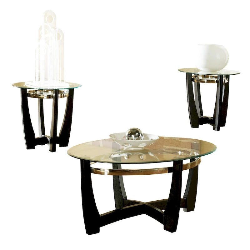 Steve Silver Mandalay Glass Top Occasional Tables (Pack of 3)