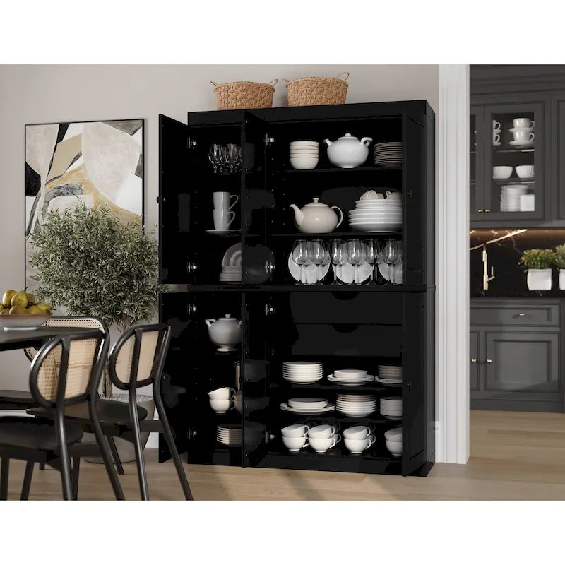 Palace Imports 100% Solid Wood China Pantry with Glass or Solid Wood Doors and 2-Drawers - 48.5 x 71.5